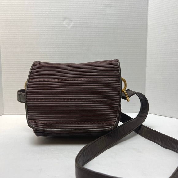 Americana by Sharif Brown Ribbed Fabric vintage Crossbody Bag - Picture 1 of 10